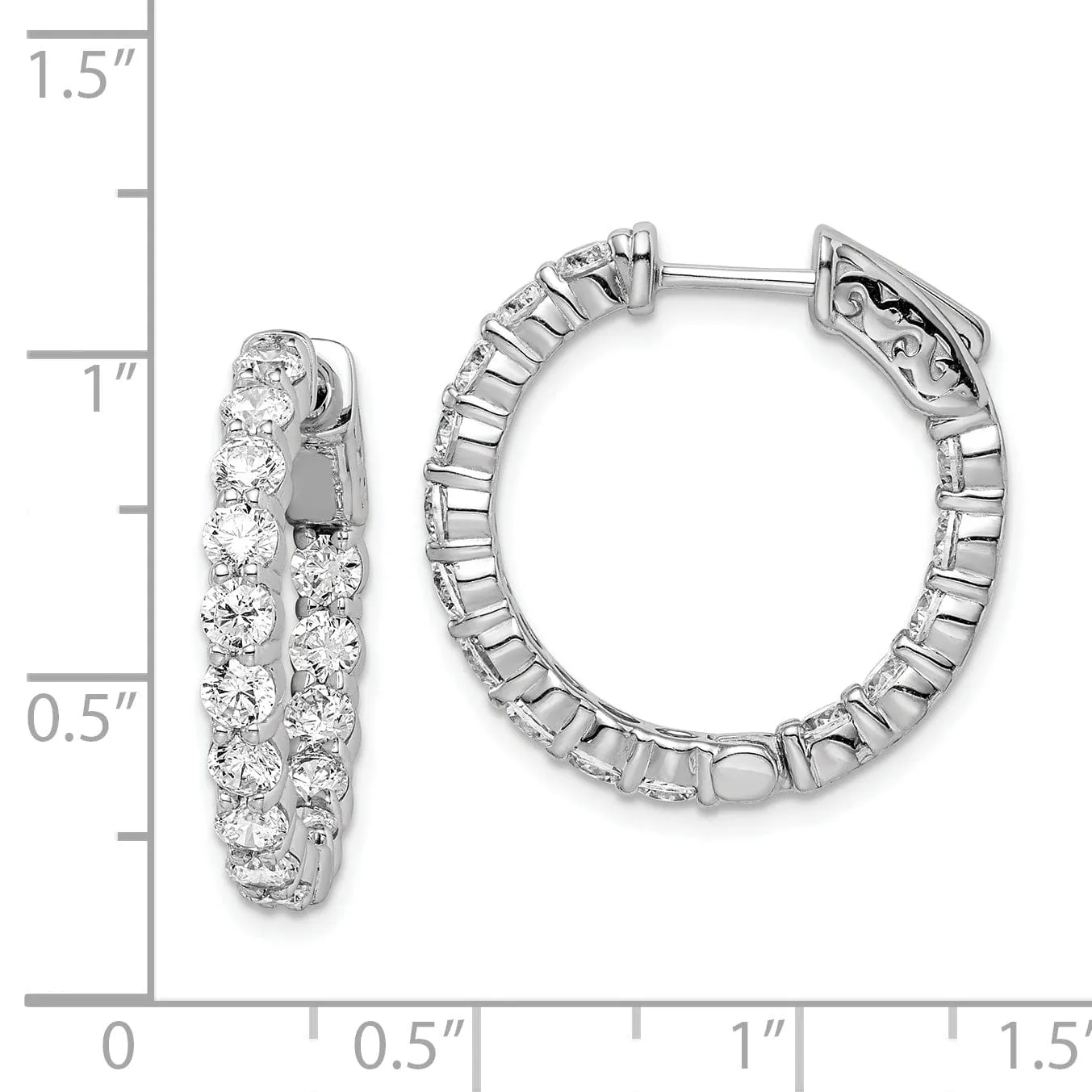 Sterling Silver CZ Hoop Earrings