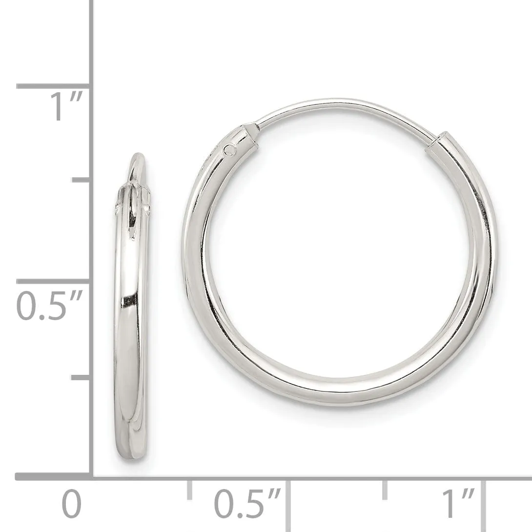 Sterling Silver Hollow Hoop Hinged Earrings
