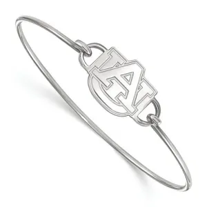 Sterling Silver LogoArt Auburn University Small Ctr Wire Bangle