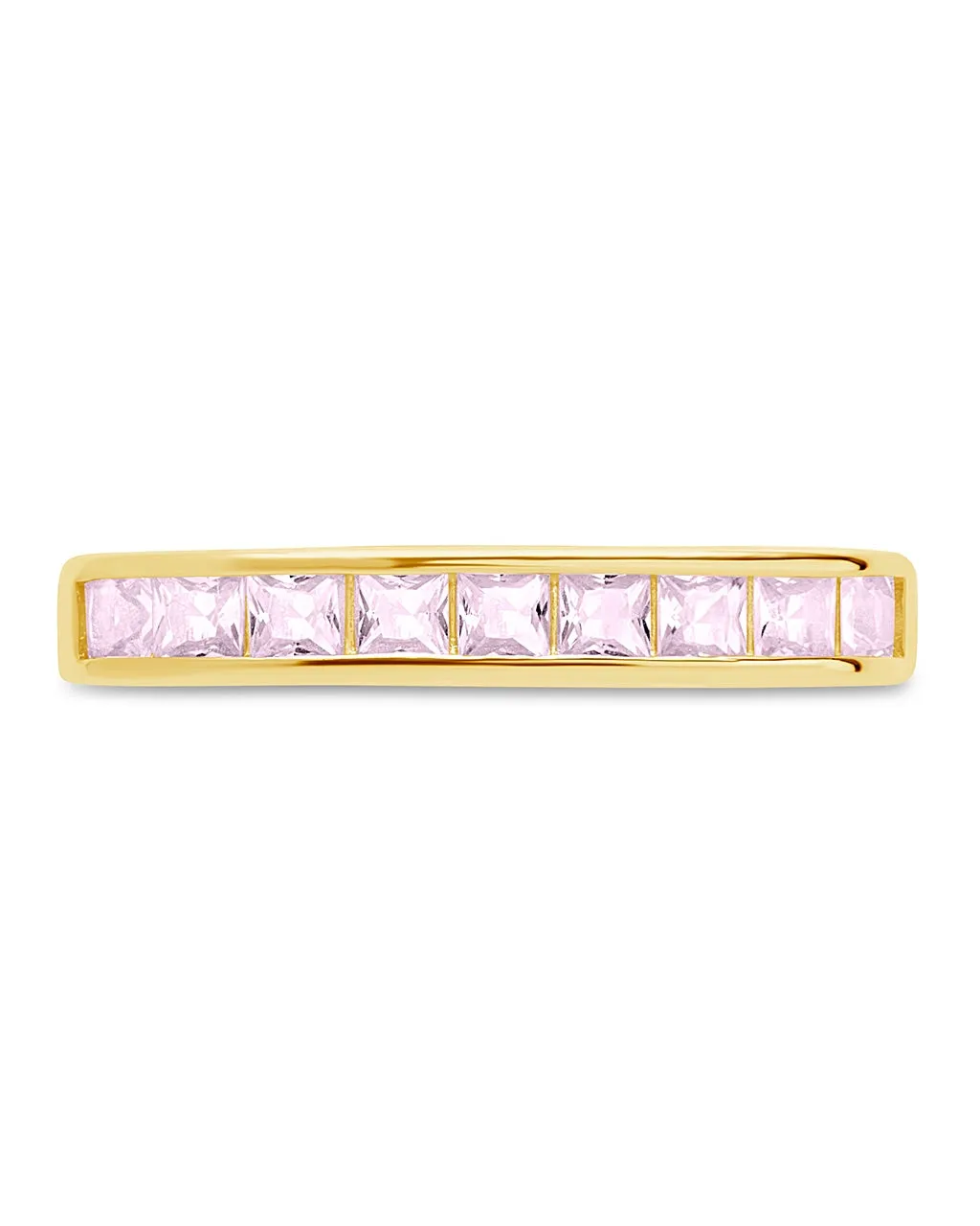 Sterling Silver Rectangular Band Ring with CZ Accent