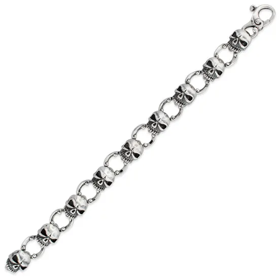 Sterling Silver Skull Link Bracelet