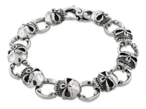 Sterling Silver Skull Link Bracelet