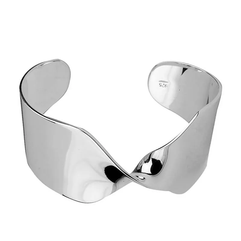 Sterling Silver Solid Twist Cuff Bangle
