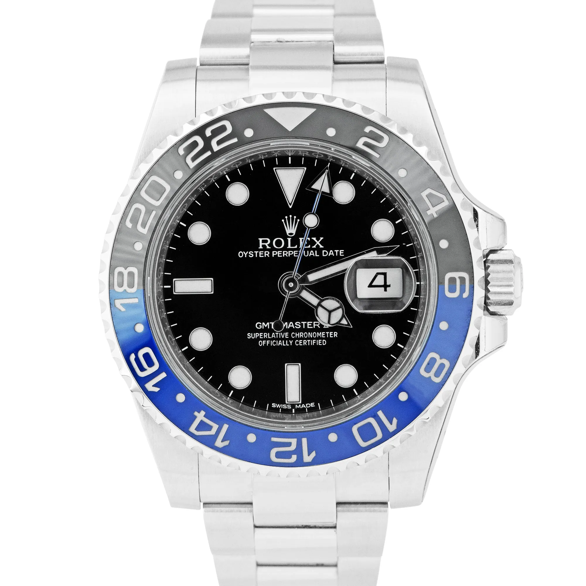 STICKERED 2014 Rolex GMT-Master II Batman Blue Black 40mm Watch 116710 BLNR B P