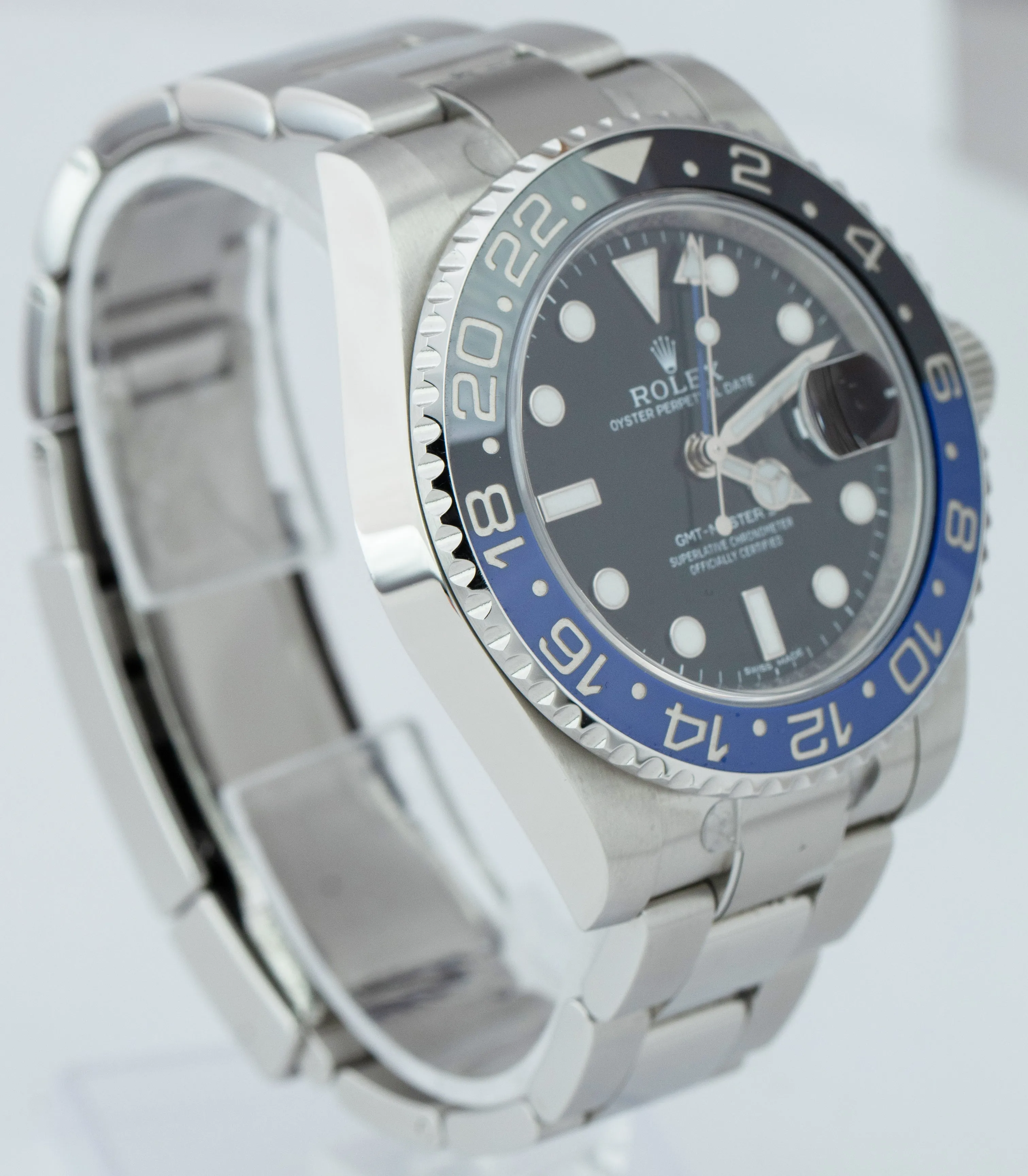 STICKERED 2014 Rolex GMT-Master II Batman Blue Black 40mm Watch 116710 BLNR B P