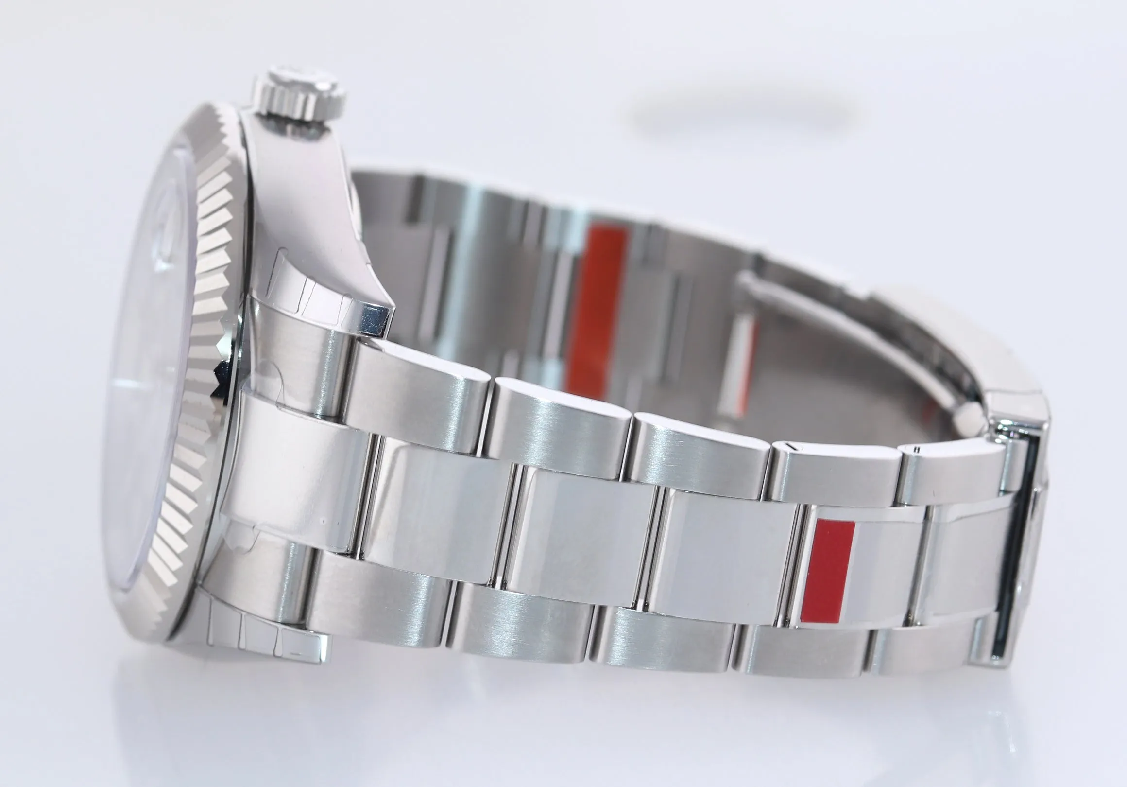 STICKERS NEW 2021 Rolex Sky-Dweller Steel White Gold Fluted Bezel 326934 Watch