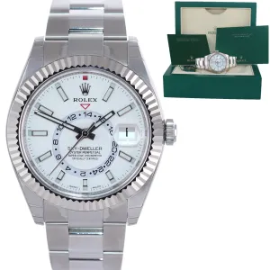 STICKERS NEW 2021 Rolex Sky-Dweller Steel White Gold Fluted Bezel 326934 Watch