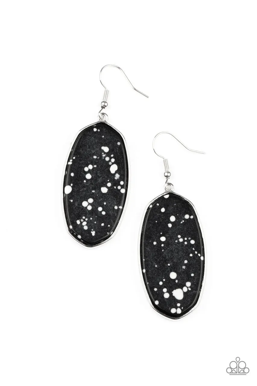 Stone Sculptures Black Paparazzi Earrings