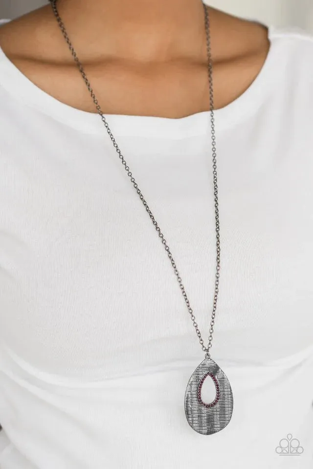 Stop, TEARDROP, and Roll - Purple Necklace