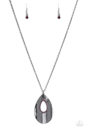 Stop, TEARDROP, and Roll - Purple Necklace