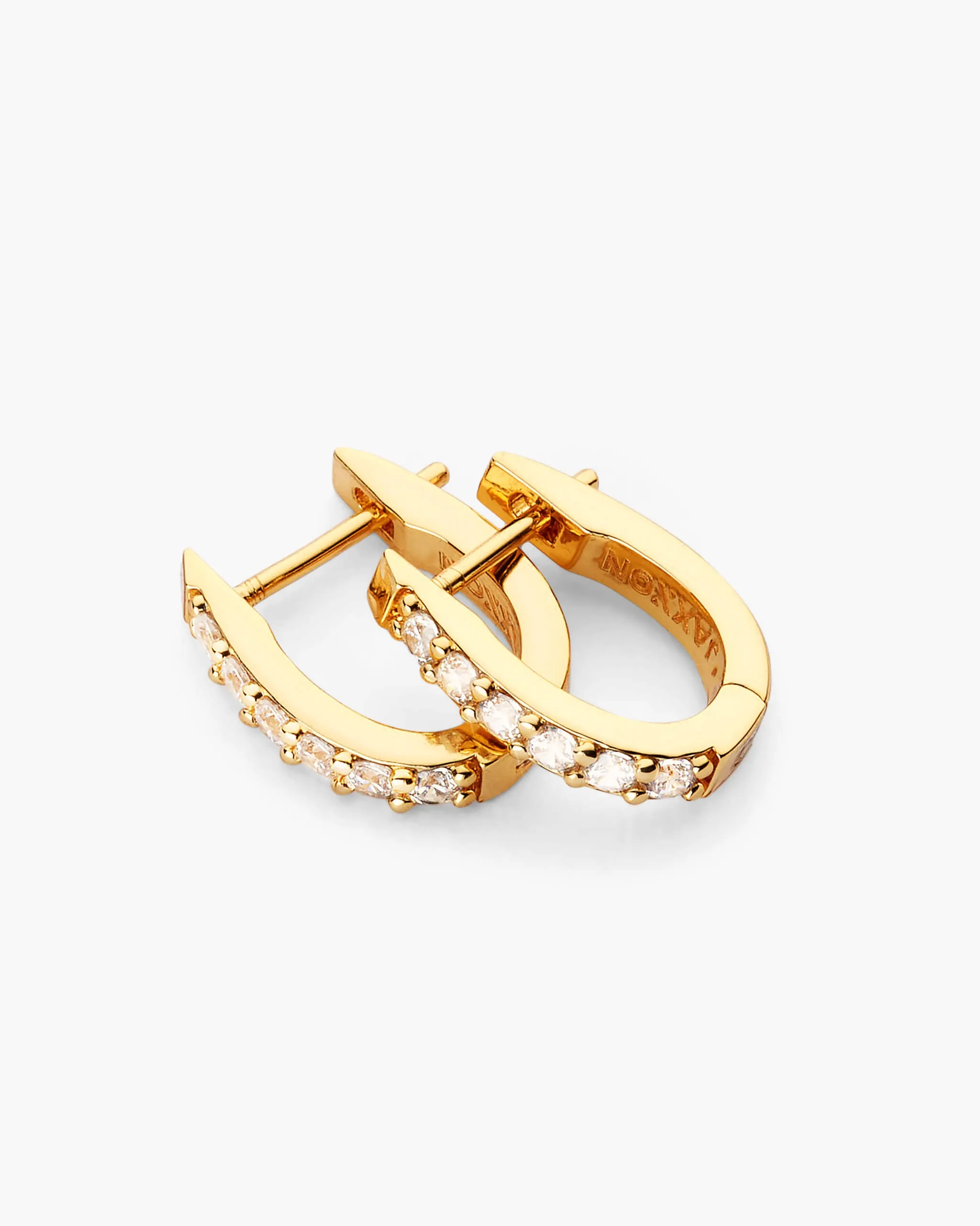 Studded Huggie Earrings - Gold