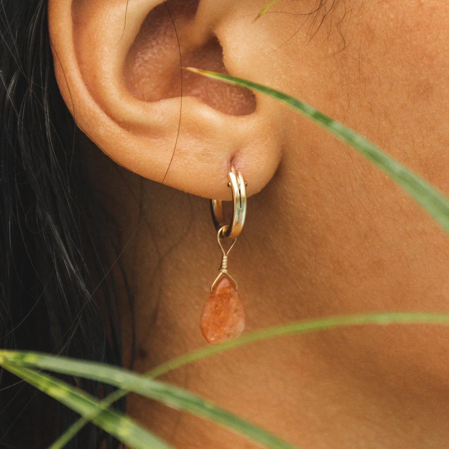 Sunstone Huggie Earrings