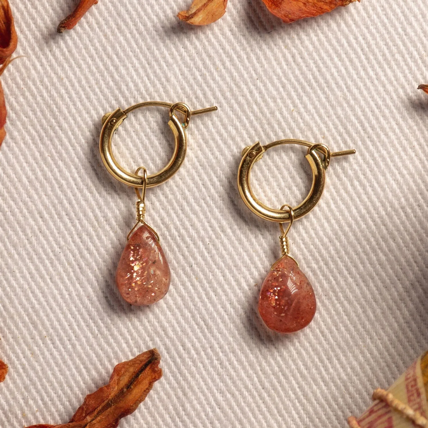 Sunstone Huggie Earrings