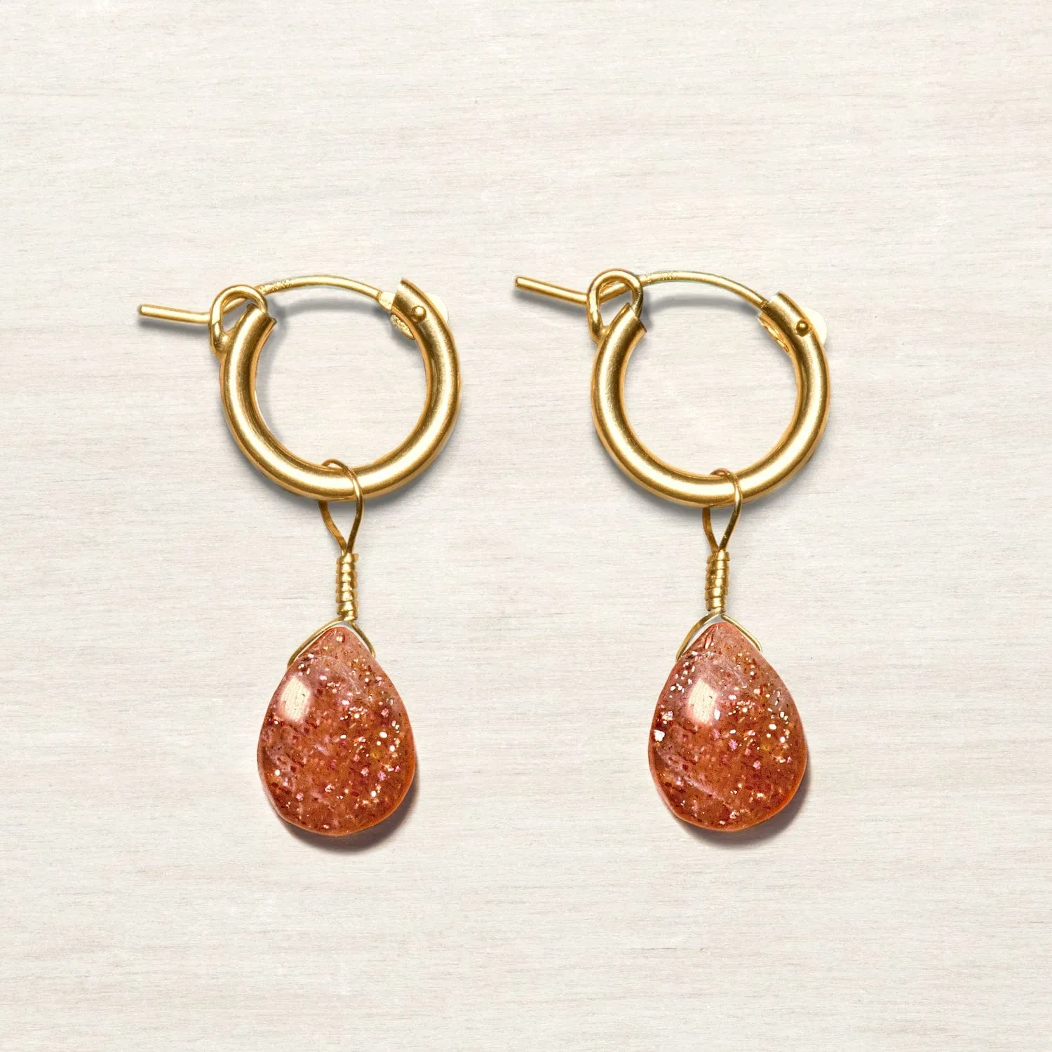 Sunstone Huggie Earrings