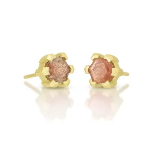 Sunstone V Prong Hexagon Studs