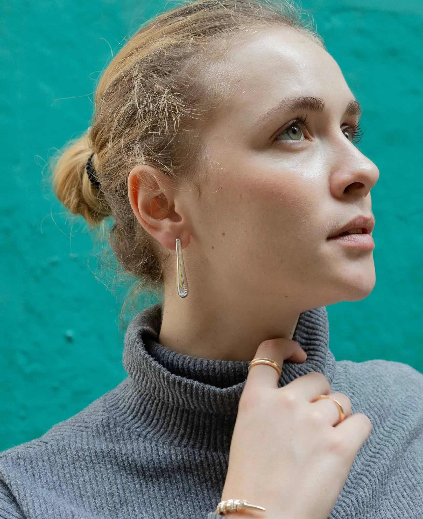 Sybil Silver Droplet Stud Earrings