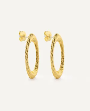 Tania Oval 14k Gold Ribbed Earrings