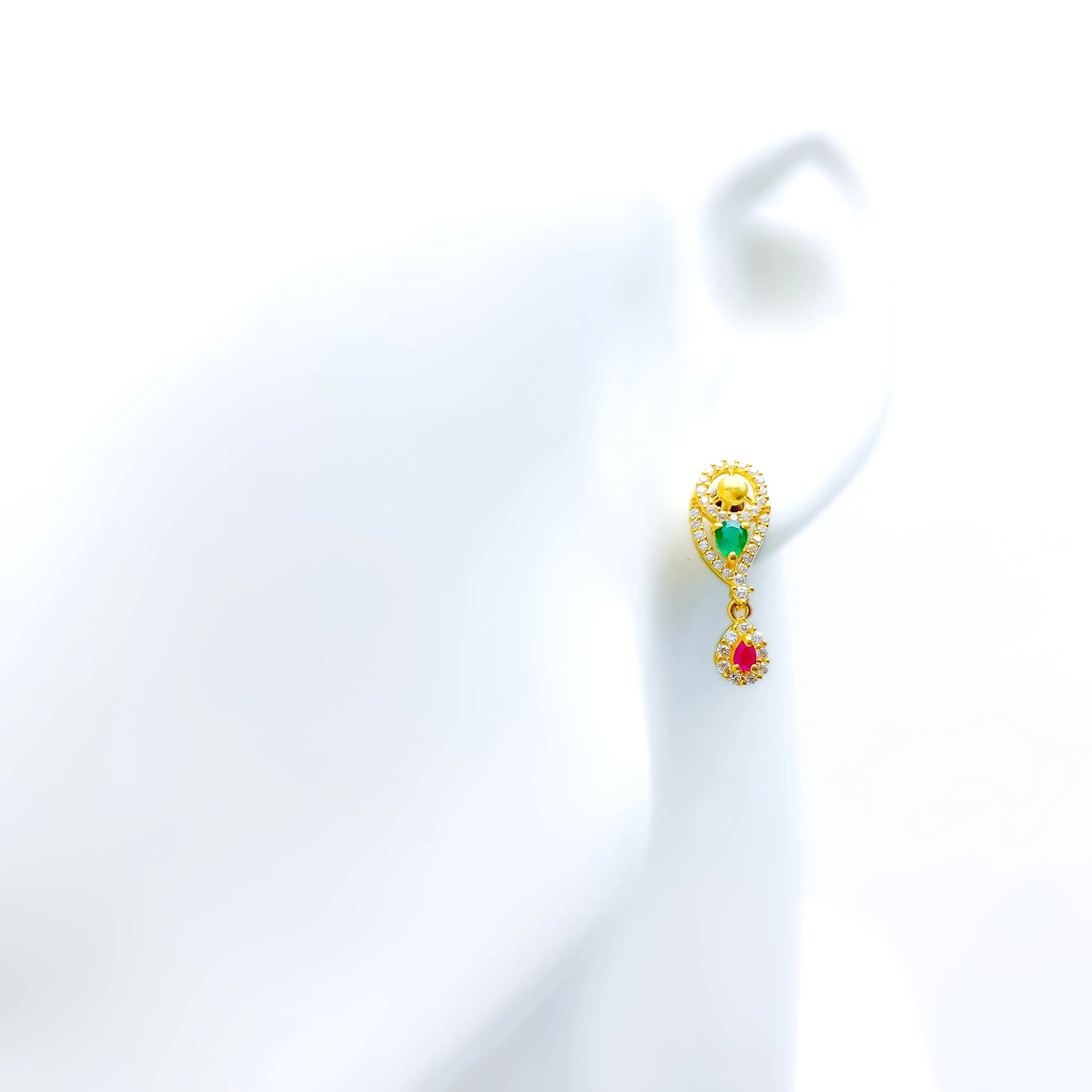 Tasteful Sleek 22k Gold CZ Earrings