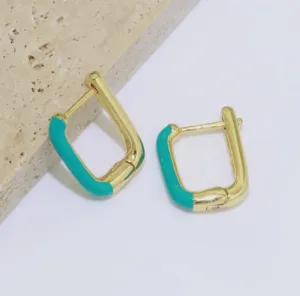 Teal Enamel Huggie