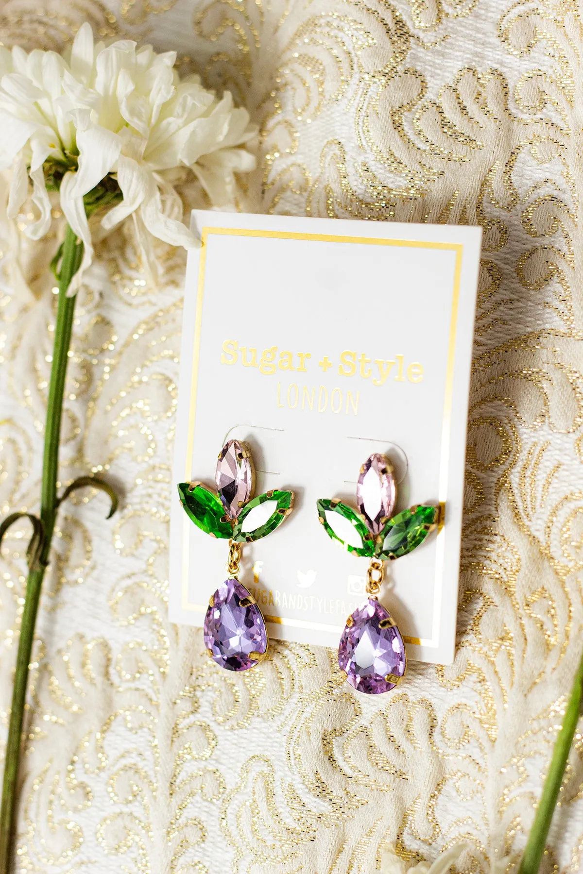 Tear Drop Gem Dangle Earrings