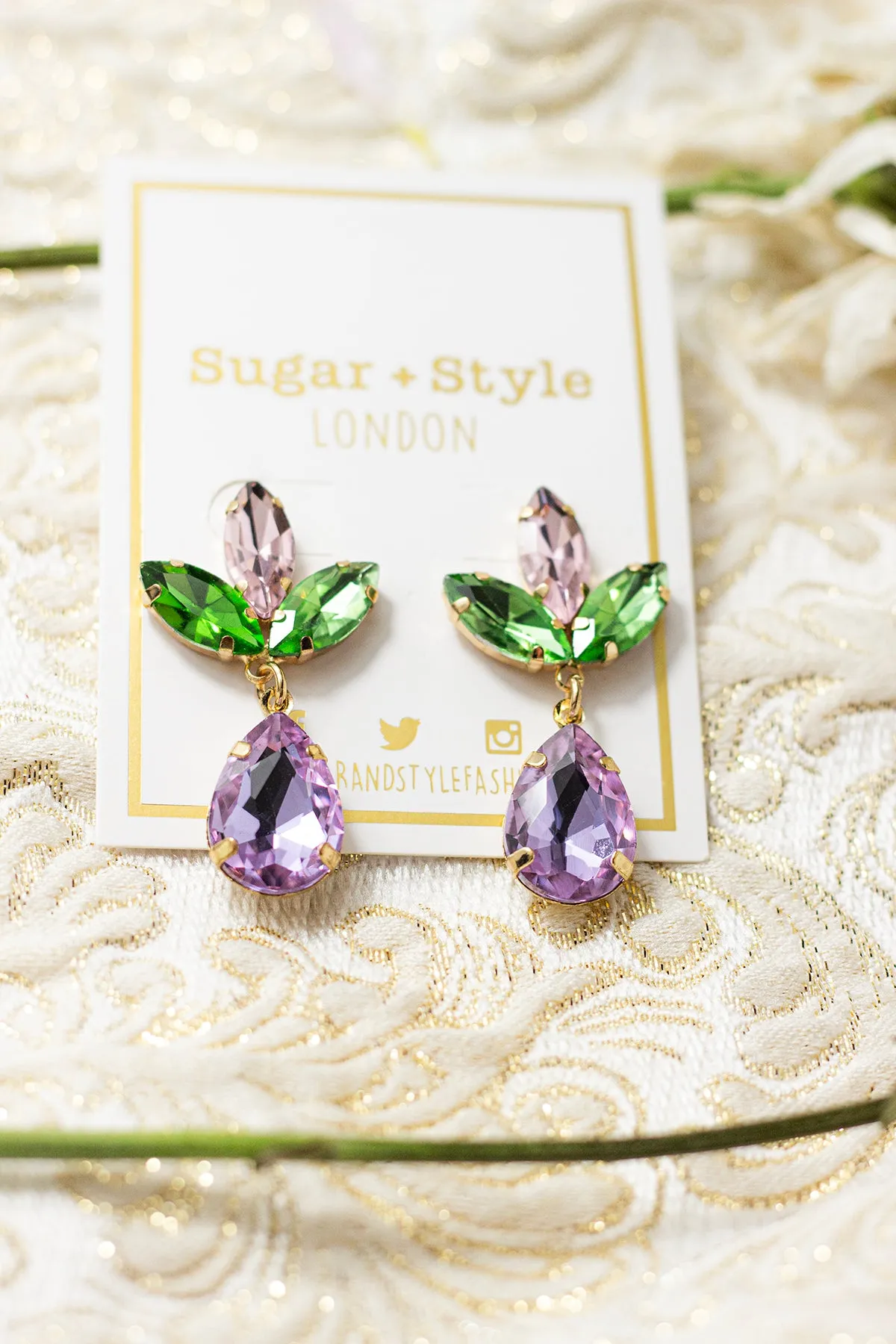 Tear Drop Gem Dangle Earrings