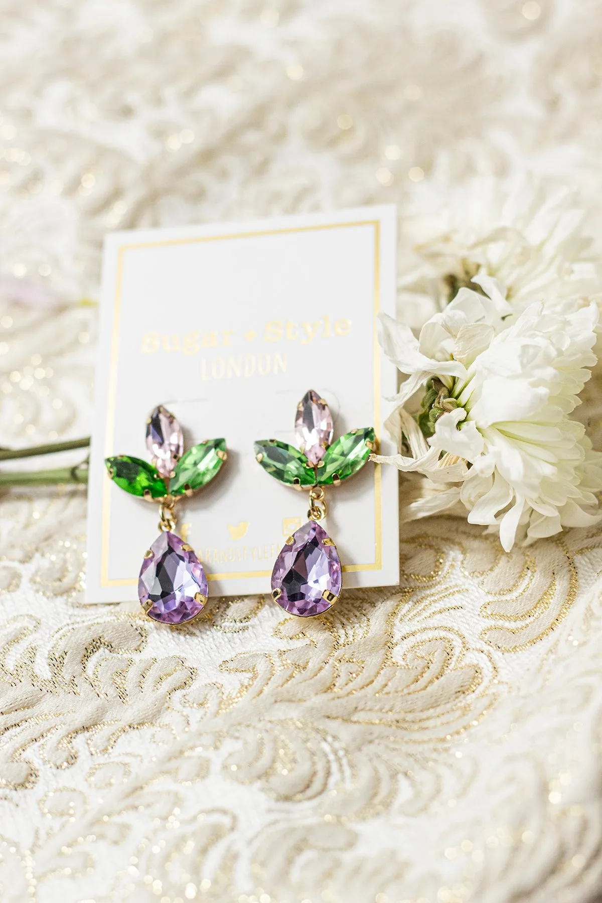 Tear Drop Gem Dangle Earrings