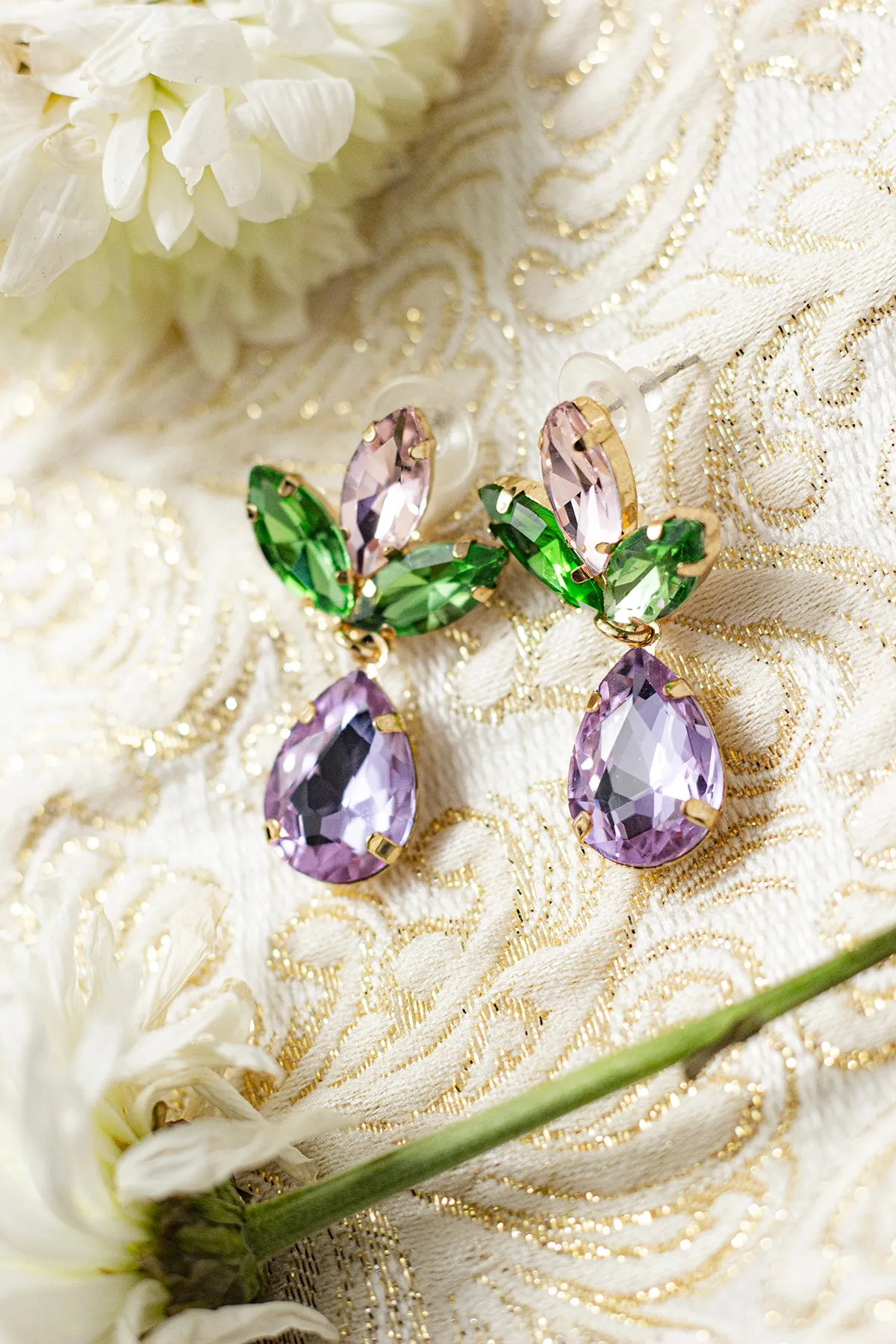 Tear Drop Gem Dangle Earrings