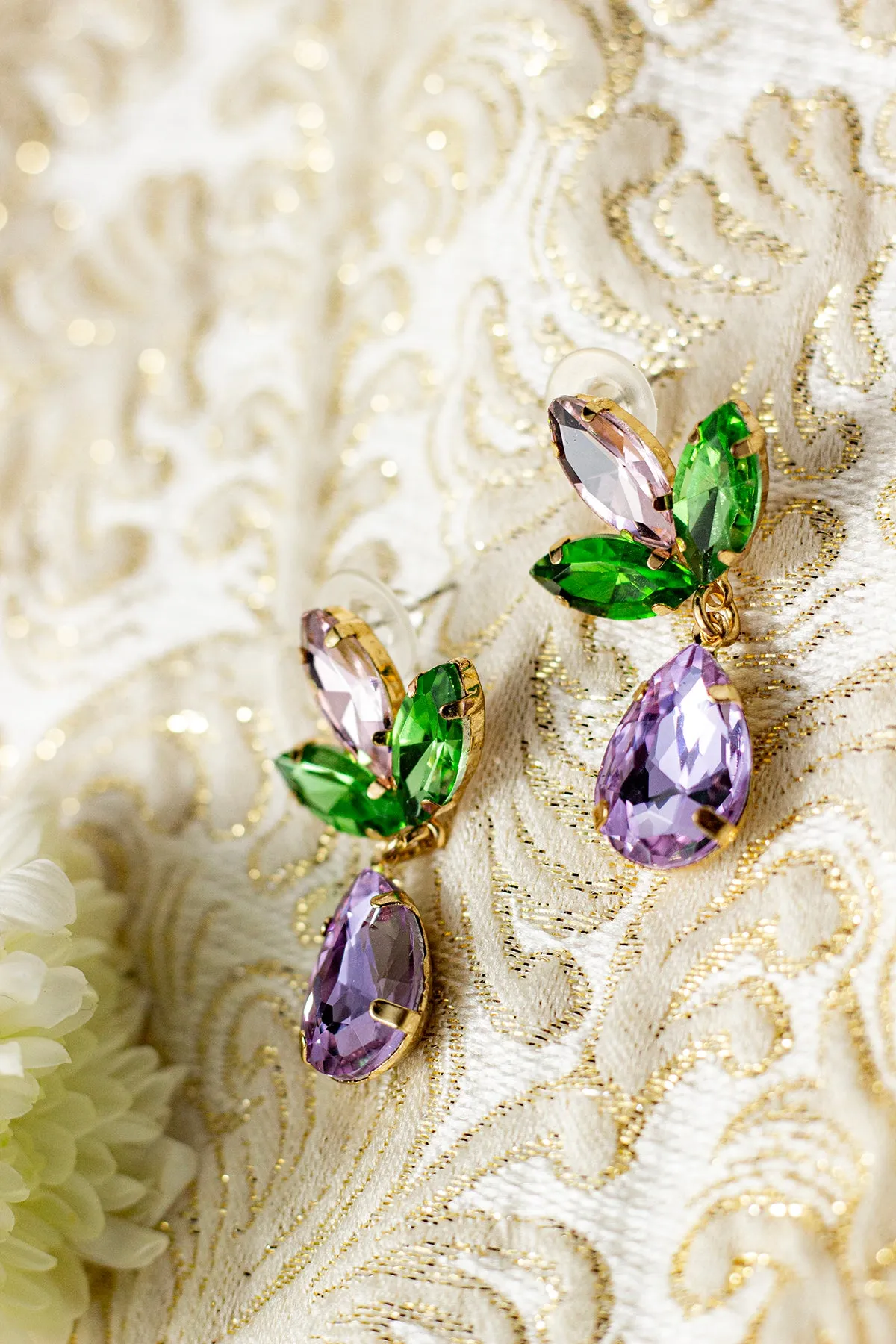 Tear Drop Gem Dangle Earrings