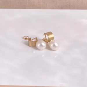 Teardrop Pearl Hoop Earrings | Minimalist Freshwater Pearl Earrings | Versatile Hoop Jewelry | Gift for Her | Lightweight Earrings | 0362