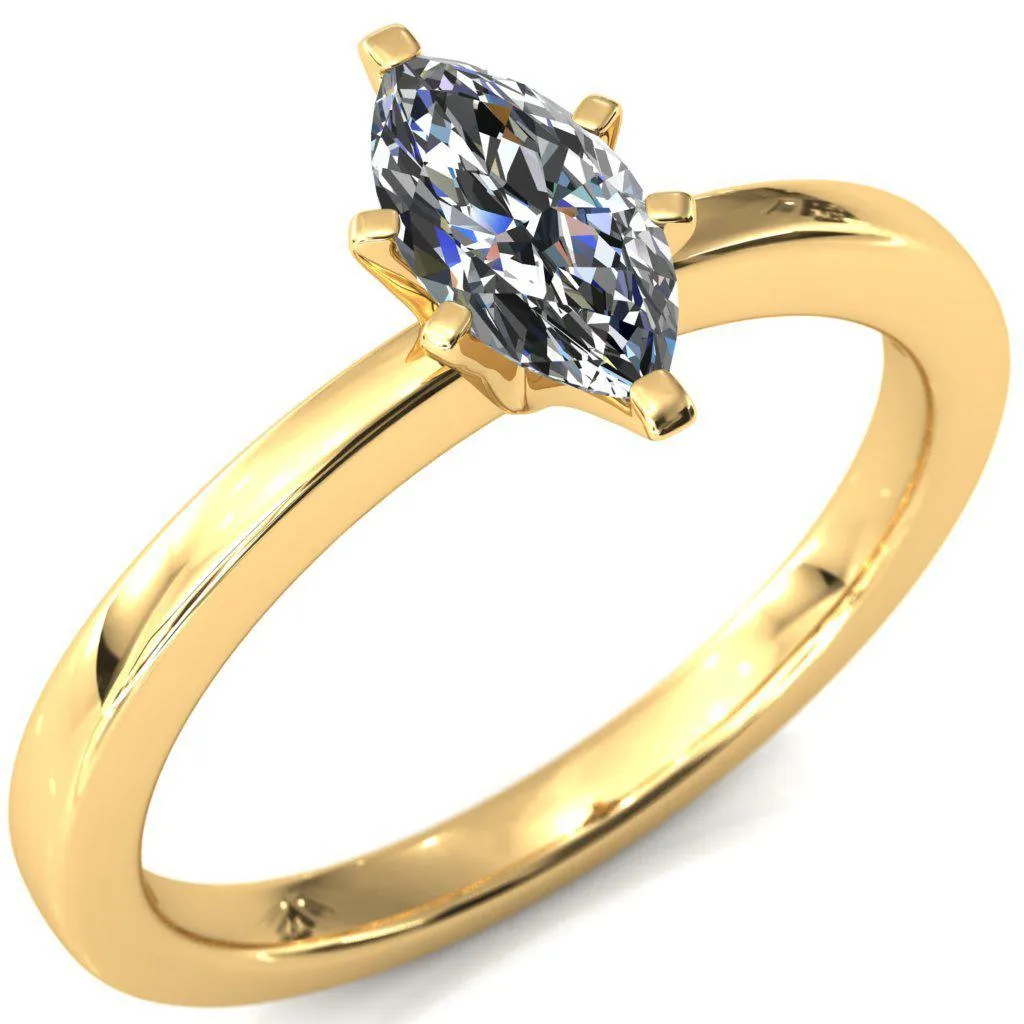 Tessa Marquise Moissanite 6 Prong Pitched Shoulders Solitaire Engagement Ring