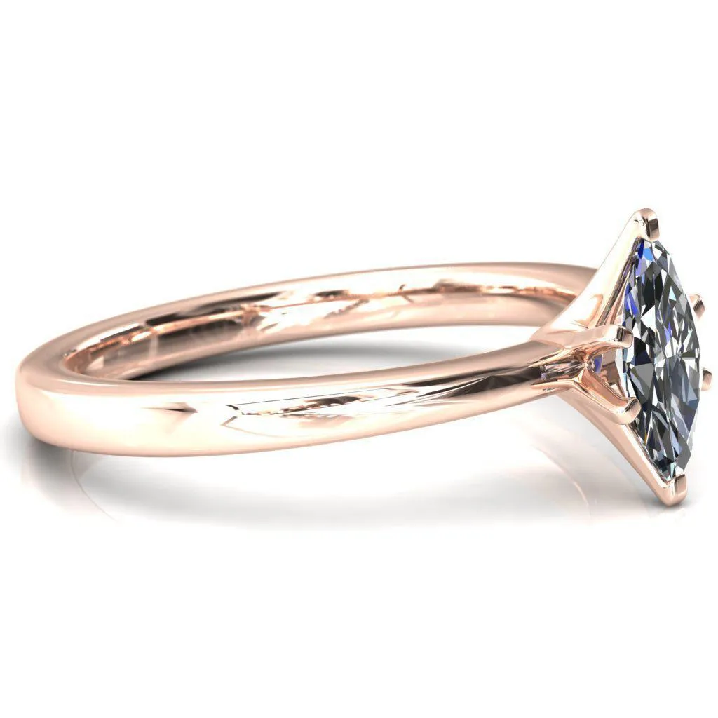 Tessa Marquise Moissanite 6 Prong Pitched Shoulders Solitaire Engagement Ring