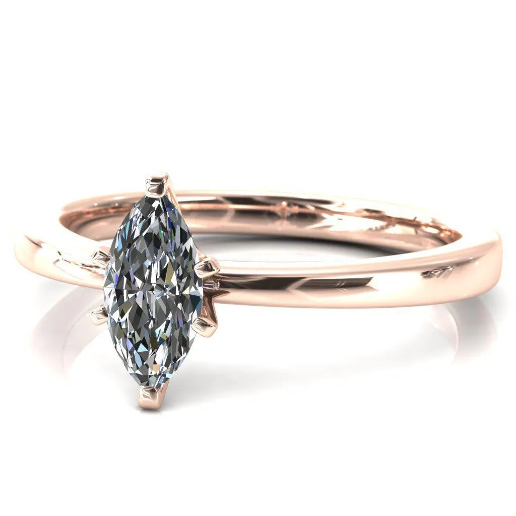 Tessa Marquise Moissanite 6 Prong Pitched Shoulders Solitaire Engagement Ring