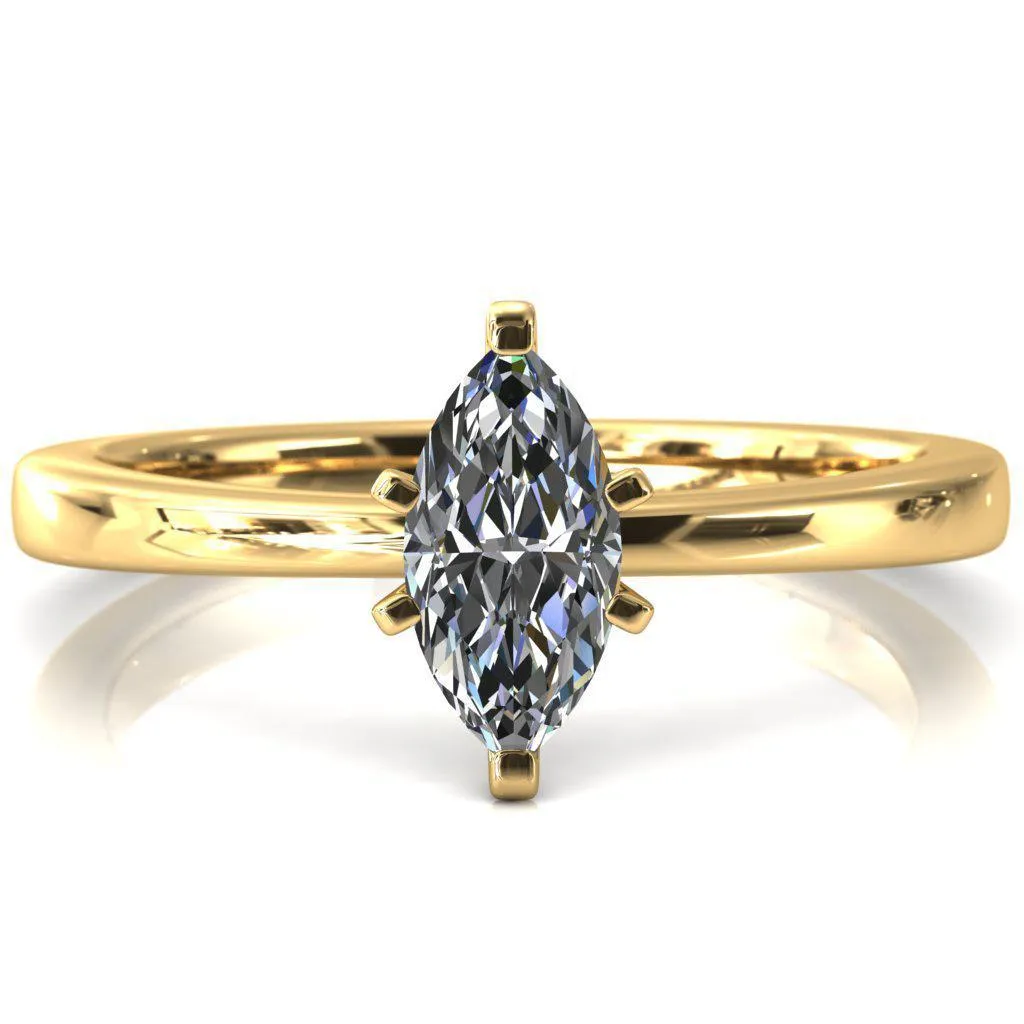 Tessa Marquise Moissanite 6 Prong Pitched Shoulders Solitaire Engagement Ring