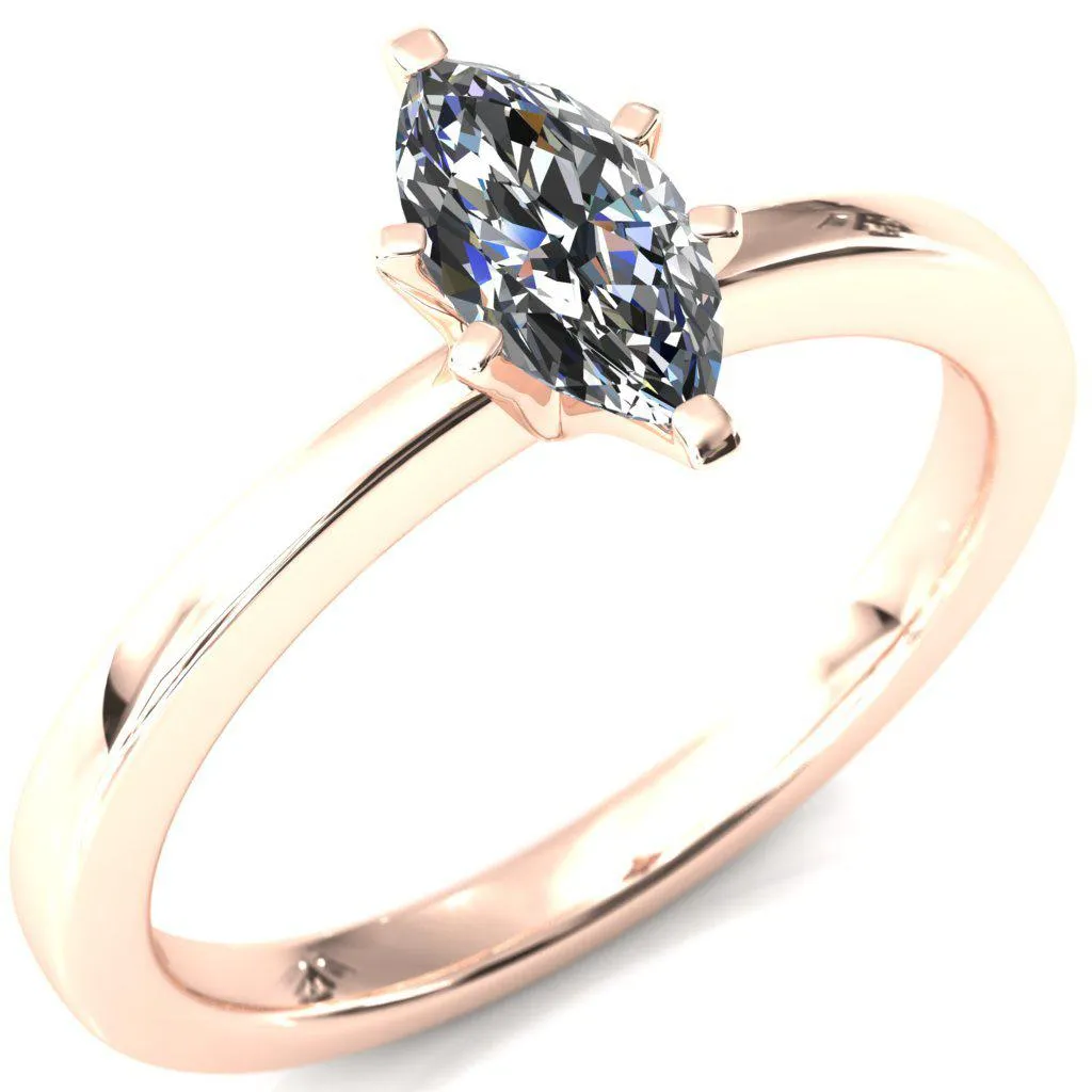 Tessa Marquise Moissanite 6 Prong Pitched Shoulders Solitaire Engagement Ring