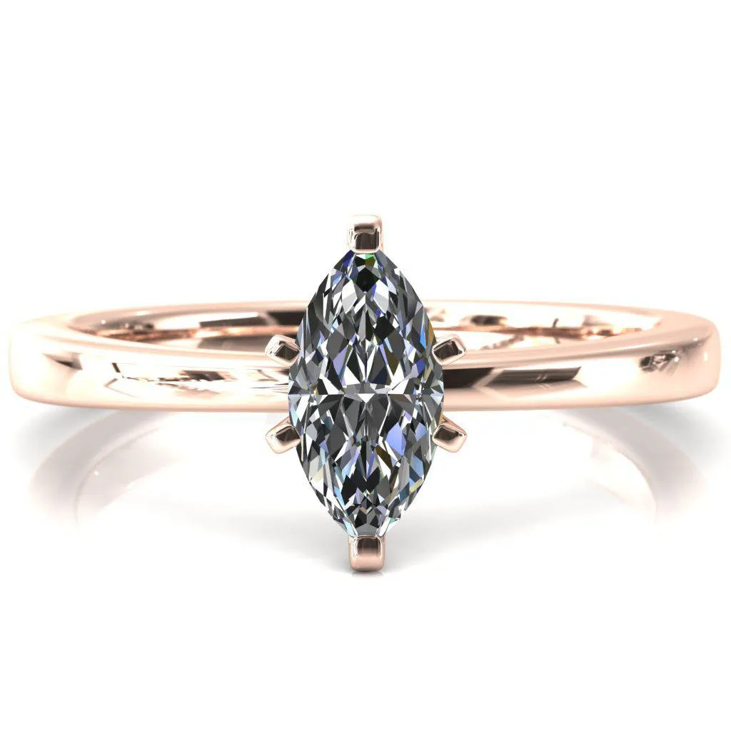 Tessa Marquise Moissanite 6 Prong Pitched Shoulders Solitaire Engagement Ring