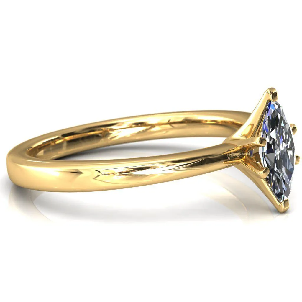 Tessa Marquise Moissanite 6 Prong Pitched Shoulders Solitaire Engagement Ring