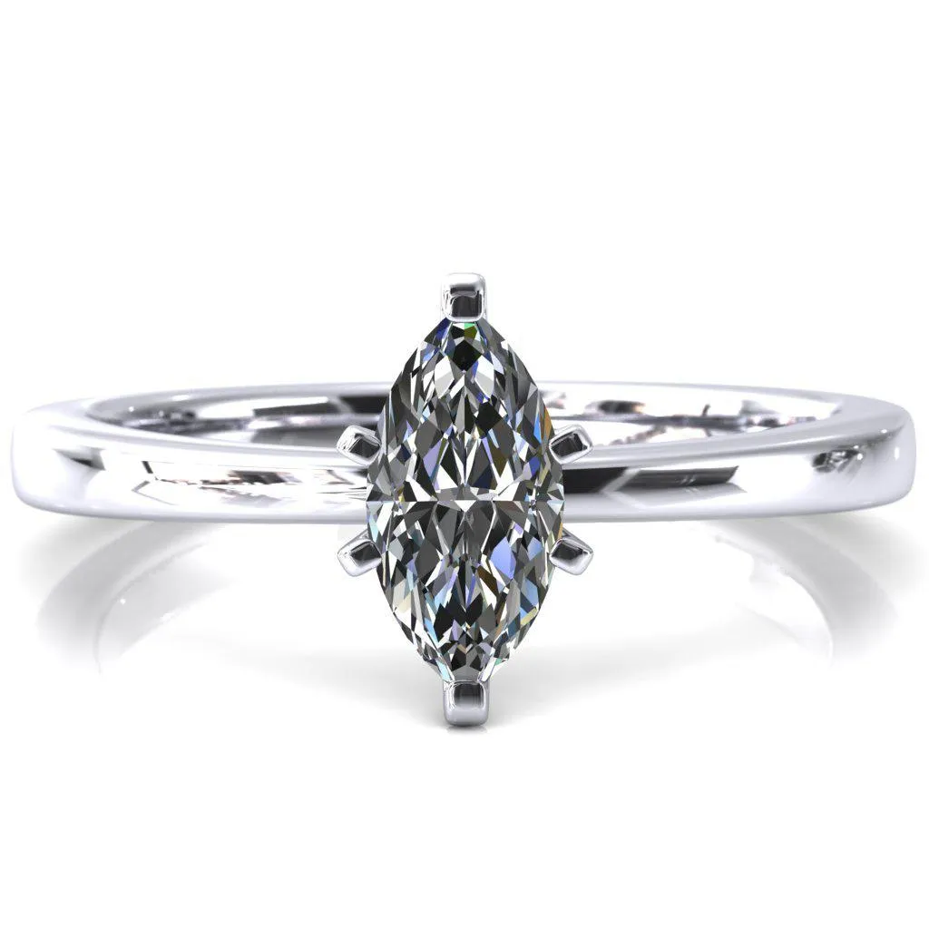 Tessa Marquise Moissanite 6 Prong Pitched Shoulders Solitaire Engagement Ring