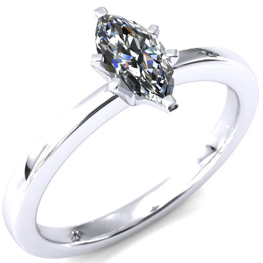 Tessa Marquise Moissanite 6 Prong Pitched Shoulders Solitaire Engagement Ring
