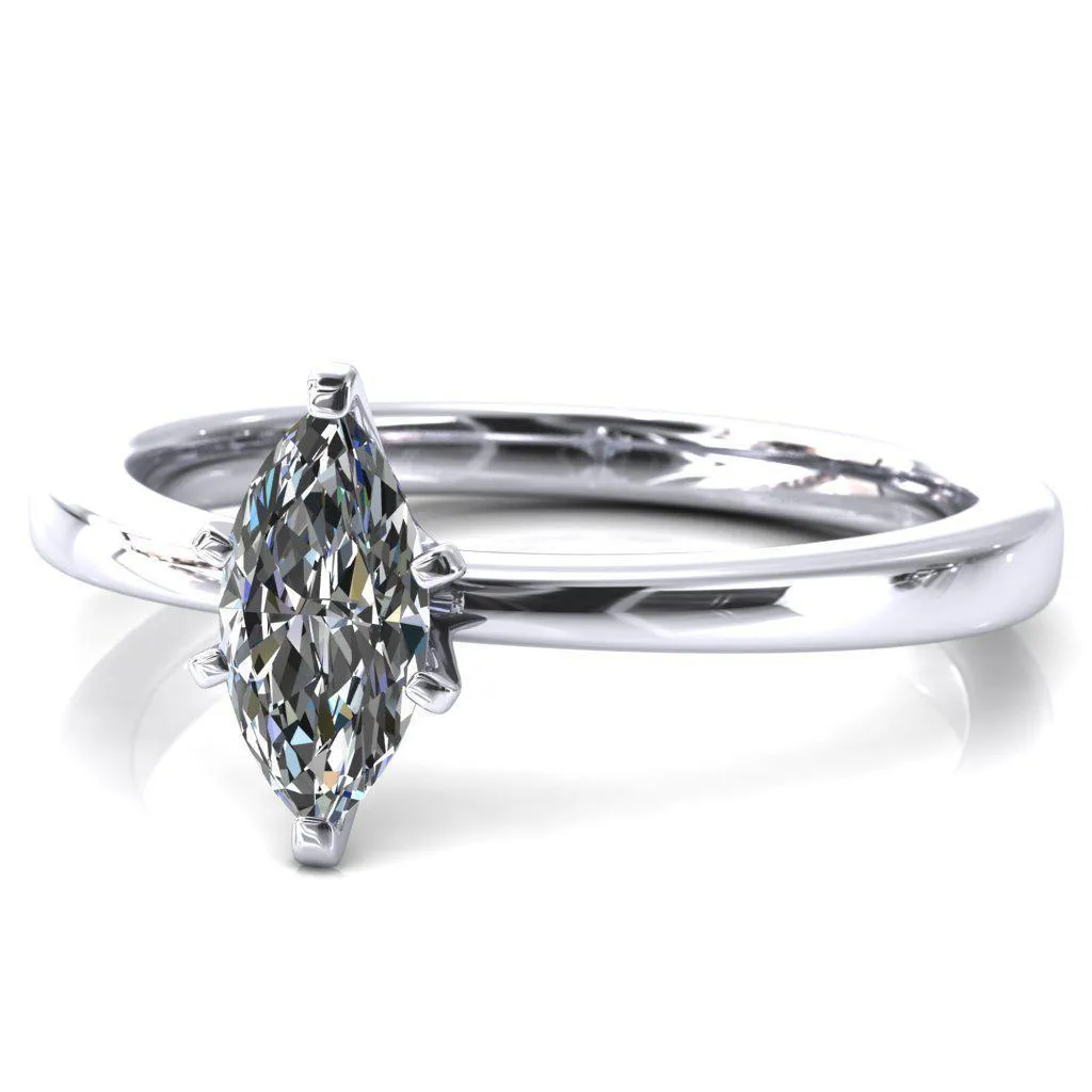 Tessa Marquise Moissanite 6 Prong Pitched Shoulders Solitaire Engagement Ring