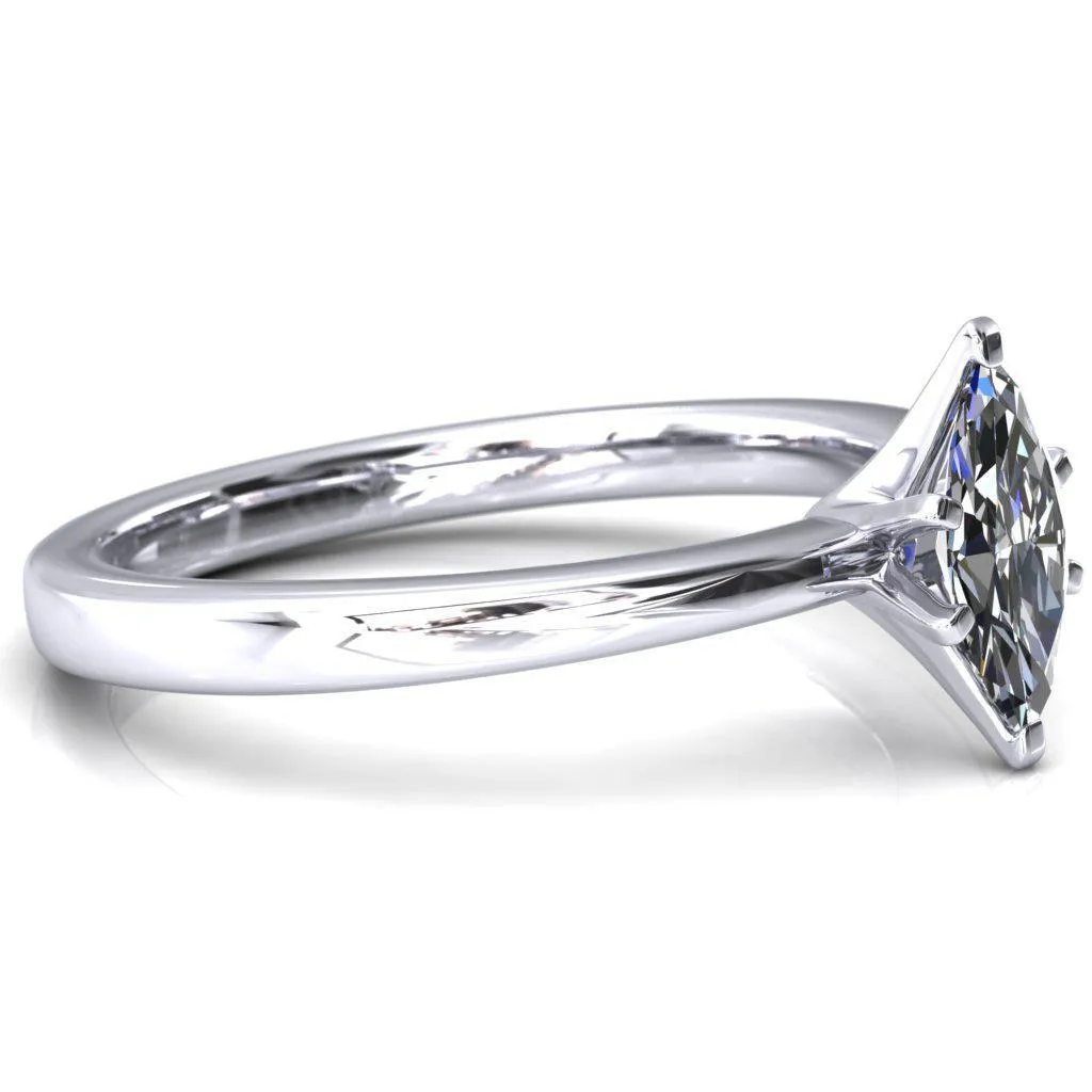 Tessa Marquise Moissanite 6 Prong Pitched Shoulders Solitaire Engagement Ring