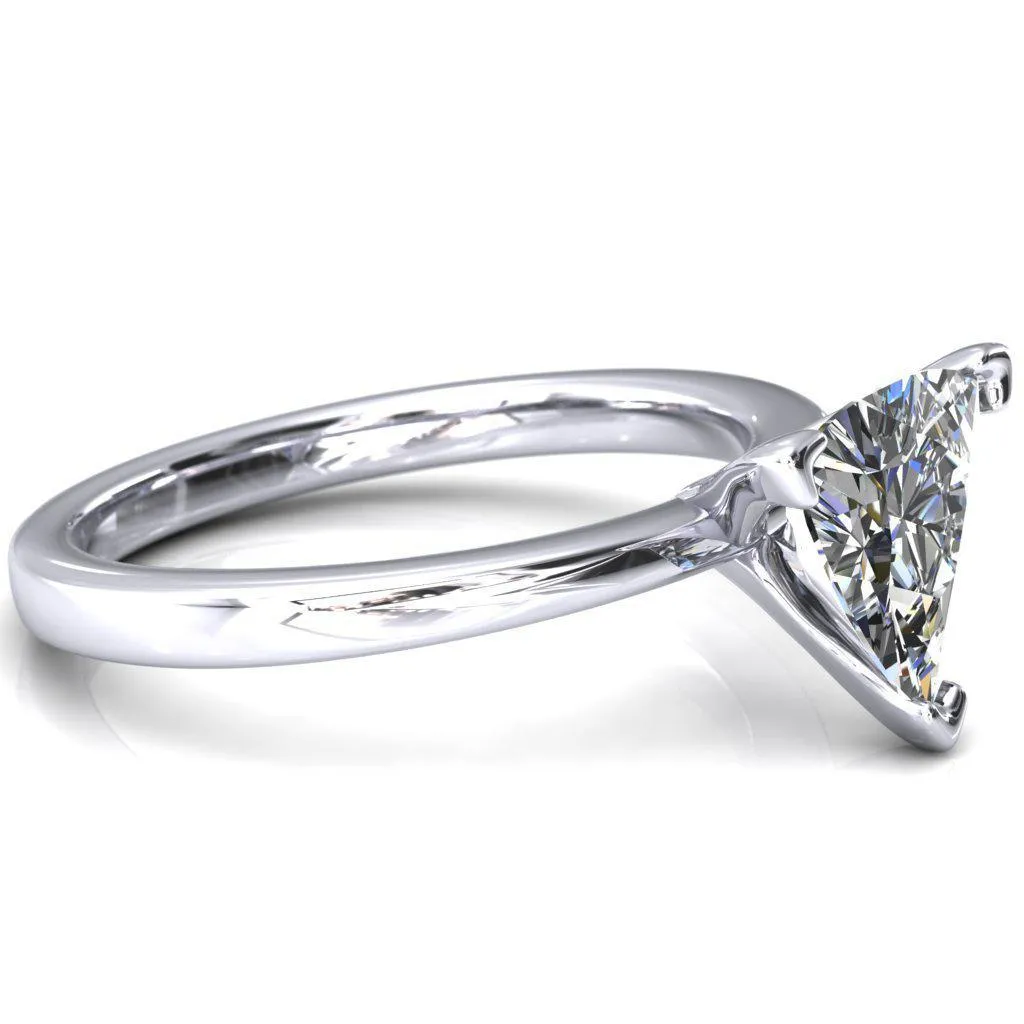 Tessa Trillion Moissanite 3 Prong Pitched Shoulders Solitaire Engagement Ring