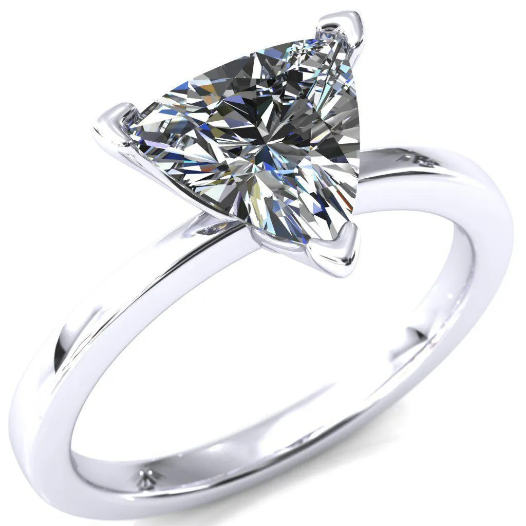 Tessa Trillion Moissanite 3 Prong Pitched Shoulders Solitaire Engagement Ring