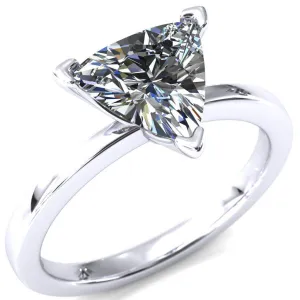 Tessa Trillion Moissanite 3 Prong Pitched Shoulders Solitaire Engagement Ring