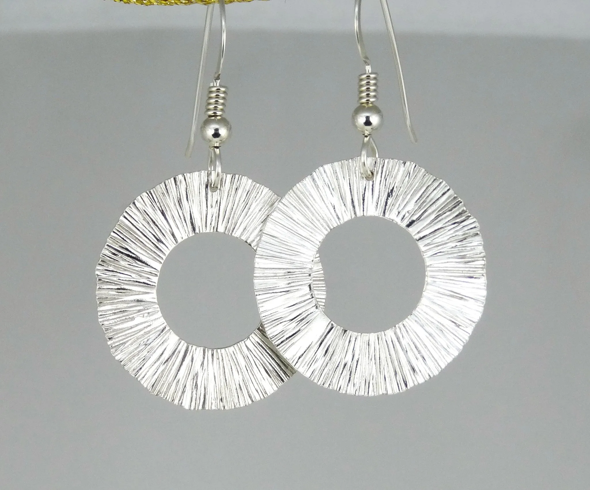 Textured Starburst Sterling Silver Ring Earrings