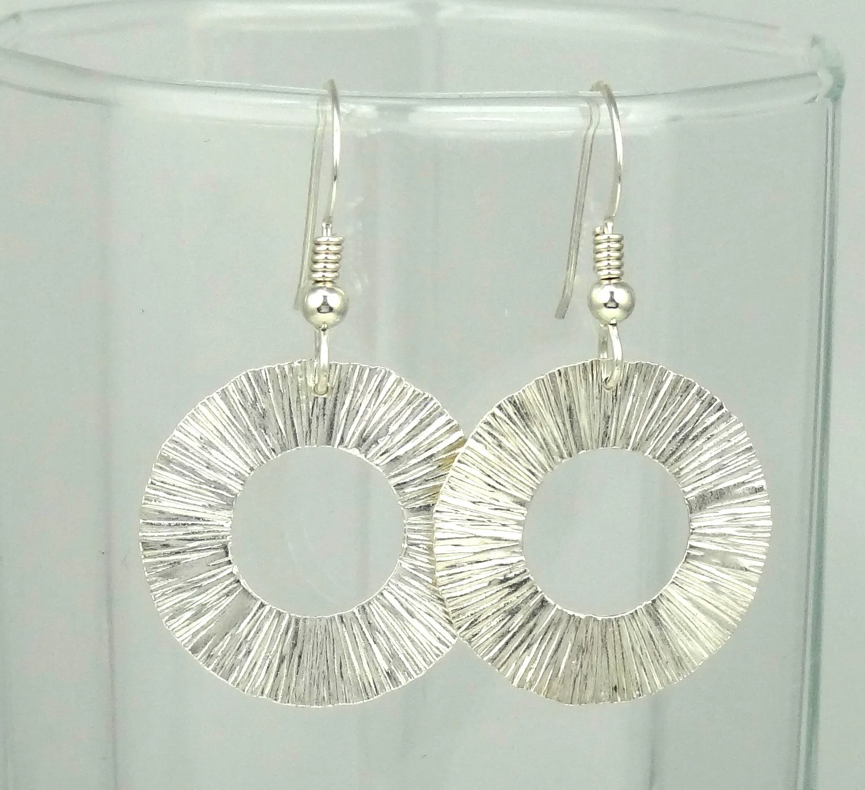 Textured Starburst Sterling Silver Ring Earrings