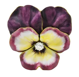 Tiffany & Co. Art Nouveau Diamond Enamel Platinum 14 Karat Yellow Gold Pansy Flower Antique Pendant Brooch