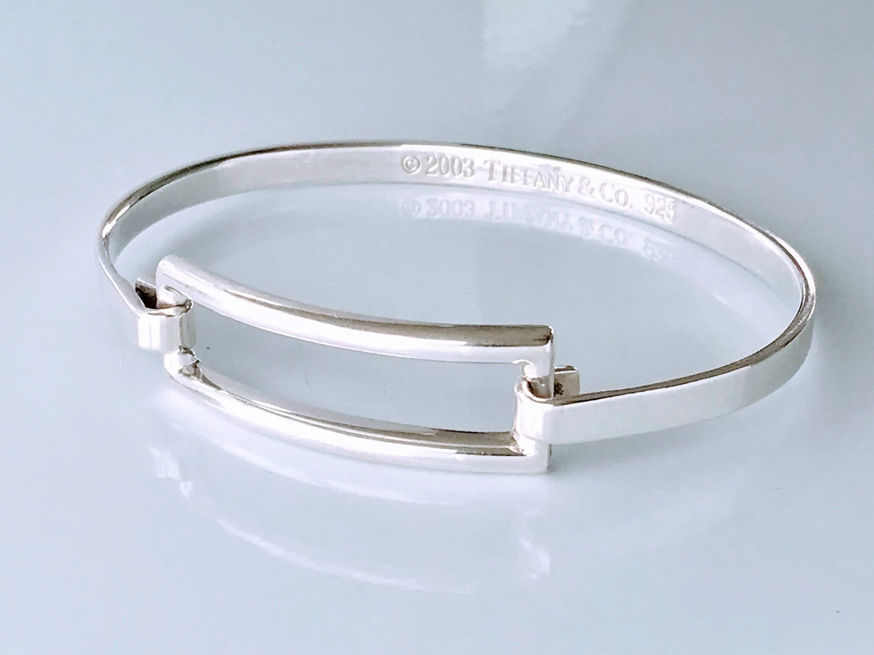 TIFFANY & CO SILVER MODERN RECTANGLE BANGLE BRACELET