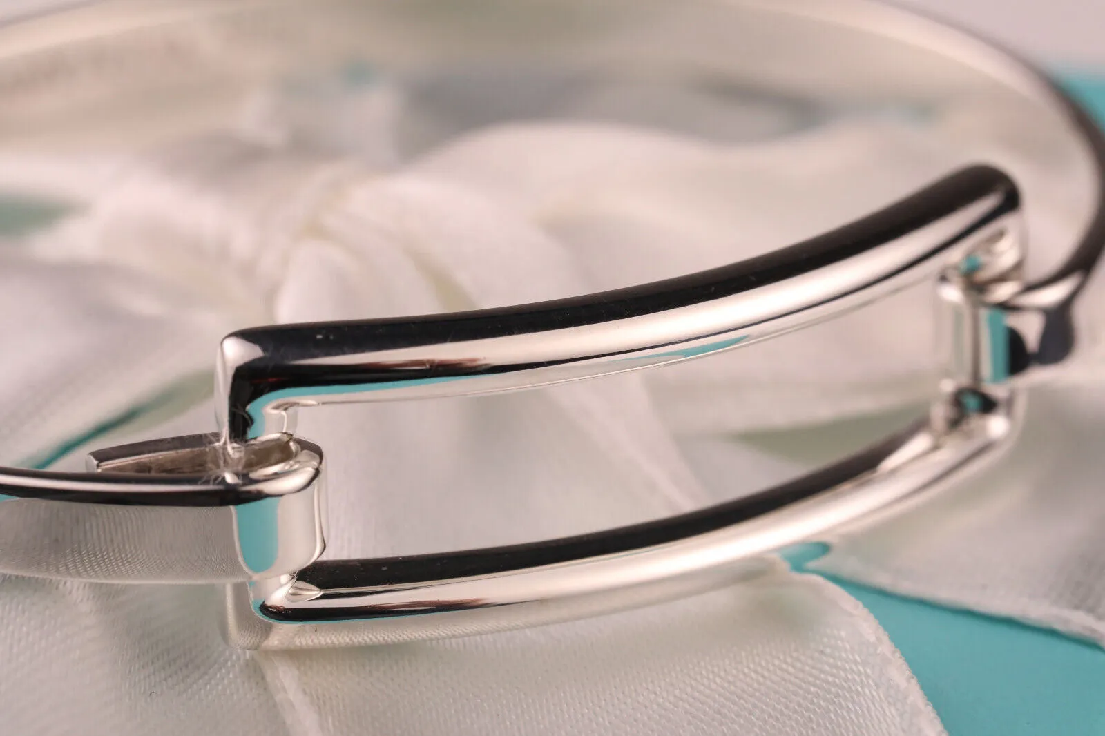 TIFFANY & CO SILVER MODERN RECTANGLE BANGLE BRACELET