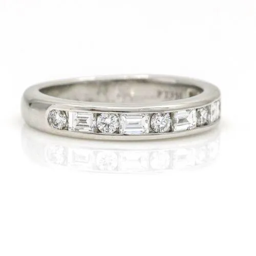 Tiffany & Co. Women's Round Baguette Diamond Band Ring in Platinum Size 5