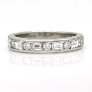 Tiffany & Co. Women's Round Baguette Diamond Band Ring in Platinum Size 5